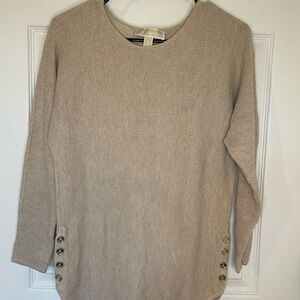 Michael kors Beige long sleeve tunic with Button Accents
